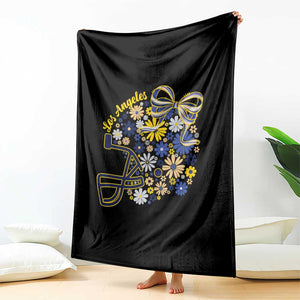 Los Angeles Game Day Sports Fan Throw Blanket Floral Football Helmet With Bow