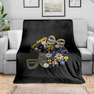 Los Angeles Game Day Sports Fan Throw Blanket Floral Football Helmet With Bow