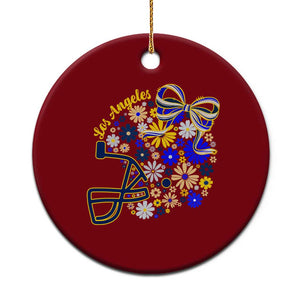 Los Angeles Game Day Sports Fan Ceramic Ornament Floral Football Helmet With Bow