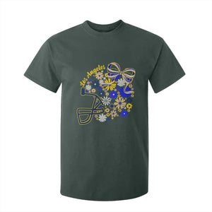 Los Angeles Game Day Sports Fan T Shirt For Kid Floral Football Helmet With Bow
