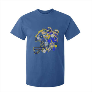 Los Angeles Game Day Sports Fan T Shirt For Kid Floral Football Helmet With Bow