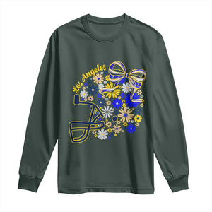 Los Angeles Game Day Sports Fan Long Sleeve Shirt Floral Football Helmet With Bow