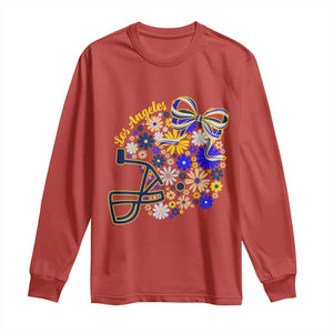 Los Angeles Game Day Sports Fan Long Sleeve Shirt Floral Football Helmet With Bow