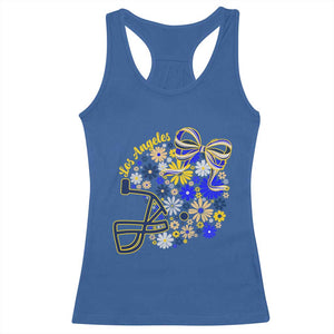 Los Angeles Game Day Sports Fan Racerback Tank Top Floral Football Helmet With Bow