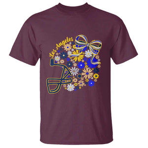 Los Angeles Game Day Sports Fan T Shirt Floral Football Helmet With Bow