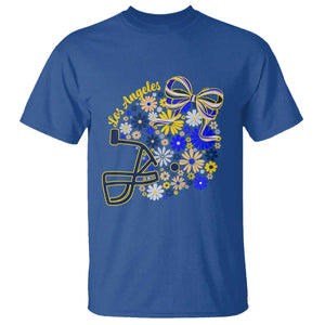 Los Angeles Game Day Sports Fan T Shirt Floral Football Helmet With Bow