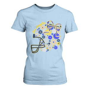 Los Angeles Game Day Sports Fan T Shirt For Women Floral Football Helmet With Bow