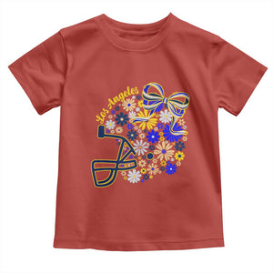 Los Angeles Game Day Sports Fan Toddler T Shirt Floral Football Helmet With Bow