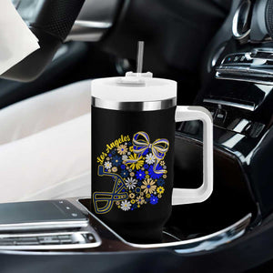 Los Angeles Game Day Sports Fan Tumbler With Handle Floral Football Helmet With Bow