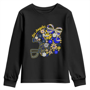 Los Angeles Game Day Sports Fan Youth Sweatshirt Floral Football Helmet With Bow