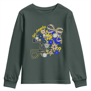 Los Angeles Game Day Sports Fan Youth Sweatshirt Floral Football Helmet With Bow