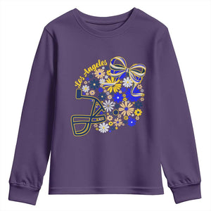 Los Angeles Game Day Sports Fan Youth Sweatshirt Floral Football Helmet With Bow