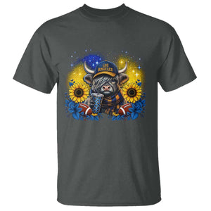 Cute Highland Cow Game Day T Shirt Los Angeles Sports Fan TS12 Dark Heather Print Your Wear