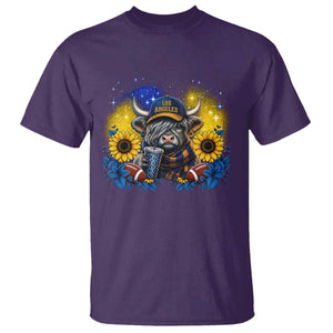 Cute Highland Cow Game Day T Shirt Los Angeles Sports Fan TS12 Purple Print Your Wear