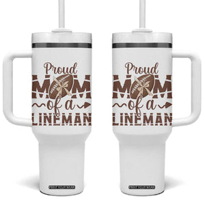Football Mom Gift Tumbler With Handle Proud Mom Of A Lineman TS12 One Size: 40 oz White Print Your Wear