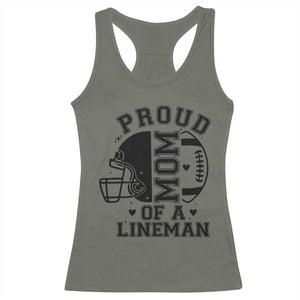 Proud Mom Of A Lineman Racerback Tank Top Football Fan Gift For Women TS12 Military Green Print Your Wear
