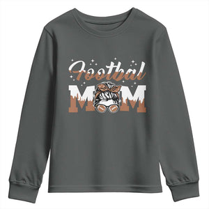 Football Mom Life Youth Sweatshirt Sports Fan Gift For Women TS12 Dark Heather Print Your Wear
