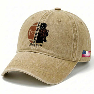 Proud Football Mom Washed Cotton Baseball Cap Game Day Supporter Gift TS12 Print Your Wear