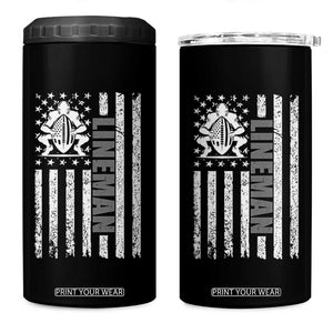 Proud Football Lineman 4 in 1 Can Cooler Tumbler American Flag Sports Gift TS12 One Size: 16 oz Black Print Your Wear