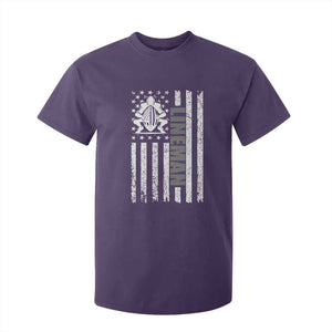 Proud Football Lineman T Shirt For Kid American Flag Sports Gift TS12 Purple Print Your Wear