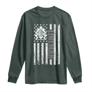 Proud Football Lineman Long Sleeve Shirt American Flag Sports Gift TS12 Dark Forest Green Print Your Wear