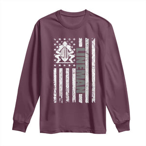 Proud Football Lineman Long Sleeve Shirt American Flag Sports Gift TS12 Maroon Print Your Wear