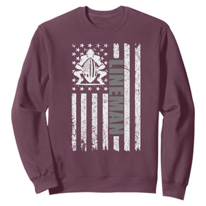 Proud Football Lineman Sweatshirt American Flag Sports Gift TS12 Maroon Print Your Wear
