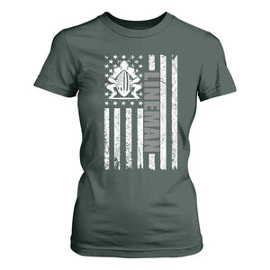 Proud Football Lineman T Shirt For Women American Flag Sports Gift TS12 Dark Forest Green Print Your Wear