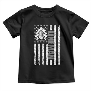 Proud Football Lineman Toddler T Shirt American Flag Sports Gift TS12 Black Print Your Wear