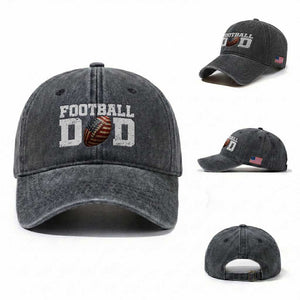 Football Dad Washed Cotton Baseball Cap Sports Fan Gift For Men TS12 Washed Cap Universal Fit Dark Gray Print Your Wear