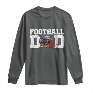 Proud Football Dad Long Sleeve Shirt Funny Sports Fan Gift TS12 Dark Heather Print Your Wear