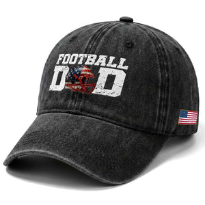 Proud Football Dad Washed Cotton Baseball Cap Funny Sports Fan Gift TS12 Print Your Wear