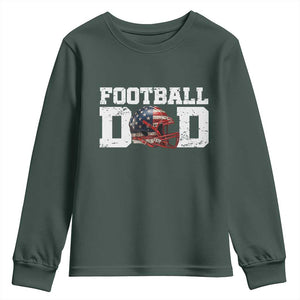 Proud Football Dad Youth Sweatshirt Funny Sports Fan Gift TS12 Dark Forest Green Print Your Wear