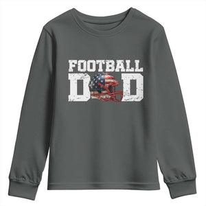 Proud Football Dad Youth Sweatshirt Funny Sports Fan Gift TS12 Dark Heather Print Your Wear