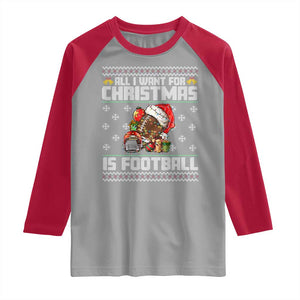 All I Want For Christmas Is Football Raglan Shirt Funny Sport Ugly Christmas TS12 Sport Gray Red Print Your Wear