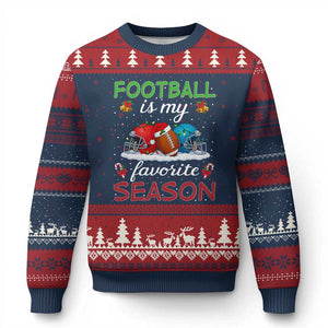 Football Is My Favorite Season Ugly Christmas Sweater Xmas Holiday Sports Gift TS12 Navy Red Print Your Wear