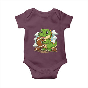 Cute Dinosaur Playing Football Baby Onesie Funny Kids Gift TS12 Maroon Print Your Wear