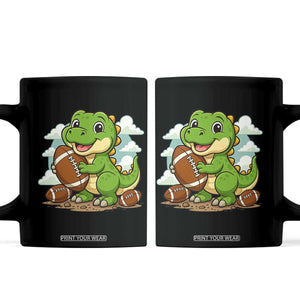 Cute Dinosaur Playing Football Coffee Mug Funny Kids Gift TS12 Black Print Your Wear