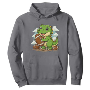 Cute Dinosaur Playing Football Hoodie Funny Kids Gift TS12 Charcoal Print Your Wear