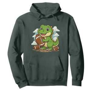 Cute Dinosaur Playing Football Hoodie Funny Kids Gift TS12 Dark Forest Green Print Your Wear