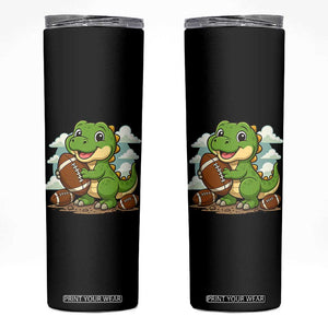 Cute Dinosaur Playing Football Skinny Tumbler Funny Kids Gift TS12 Black Print Your Wear
