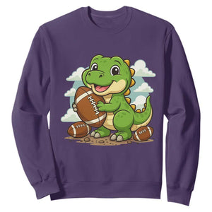 Cute Dinosaur Playing Football Sweatshirt Funny Kids Gift TS12 Purple Print Your Wear