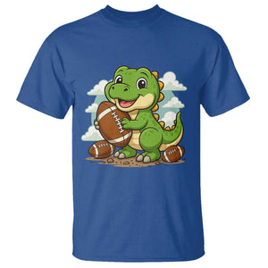 Cute Dinosaur Playing Football T Shirt Funny Kids Gift TS12 Royal Blue Print Your Wear