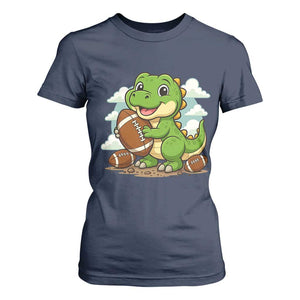 Cute Dinosaur Playing Football T Shirt For Women Funny Kids Gift TS12 Navy Print Your Wear
