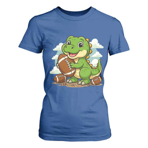Cute Dinosaur Playing Football T Shirt For Women Funny Kids Gift TS12 Royal Blue Print Your Wear