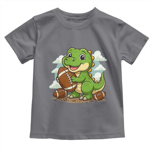 Cute Dinosaur Playing Football Toddler T Shirt Funny Kids Gift TS12 Charcoal Print Your Wear