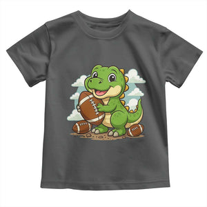 Cute Dinosaur Playing Football Toddler T Shirt Funny Kids Gift TS12 Dark Heather Print Your Wear