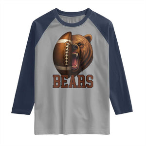 Fear The Bear Football Raglan Shirt Game Day Sports Fan Gift TS12 Sport Gray Navy Print Your Wear