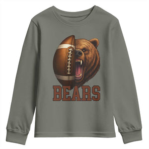 Fear The Bear Football Youth Sweatshirt Game Day Sports Fan Gift TS12 Military Green Print Your Wear
