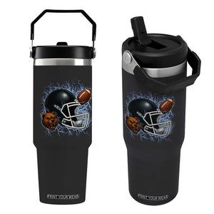 Game Day Sports Fan Gift Flip Straw Tumbler Lightning Bear Helmet TS12 One Size: 30 oz Black Print Your Wear